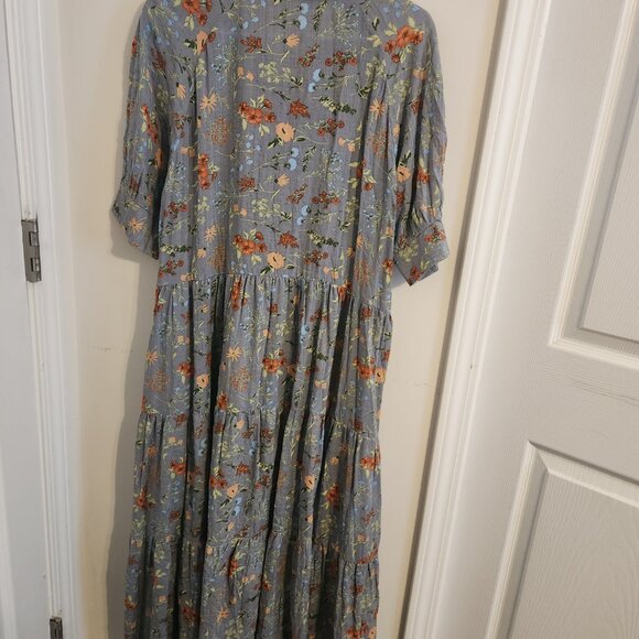 NATURAL LIFE Rebecca Dress Floral Gray and Orange Floral Dress. Large NWT - Picture 4 of 5